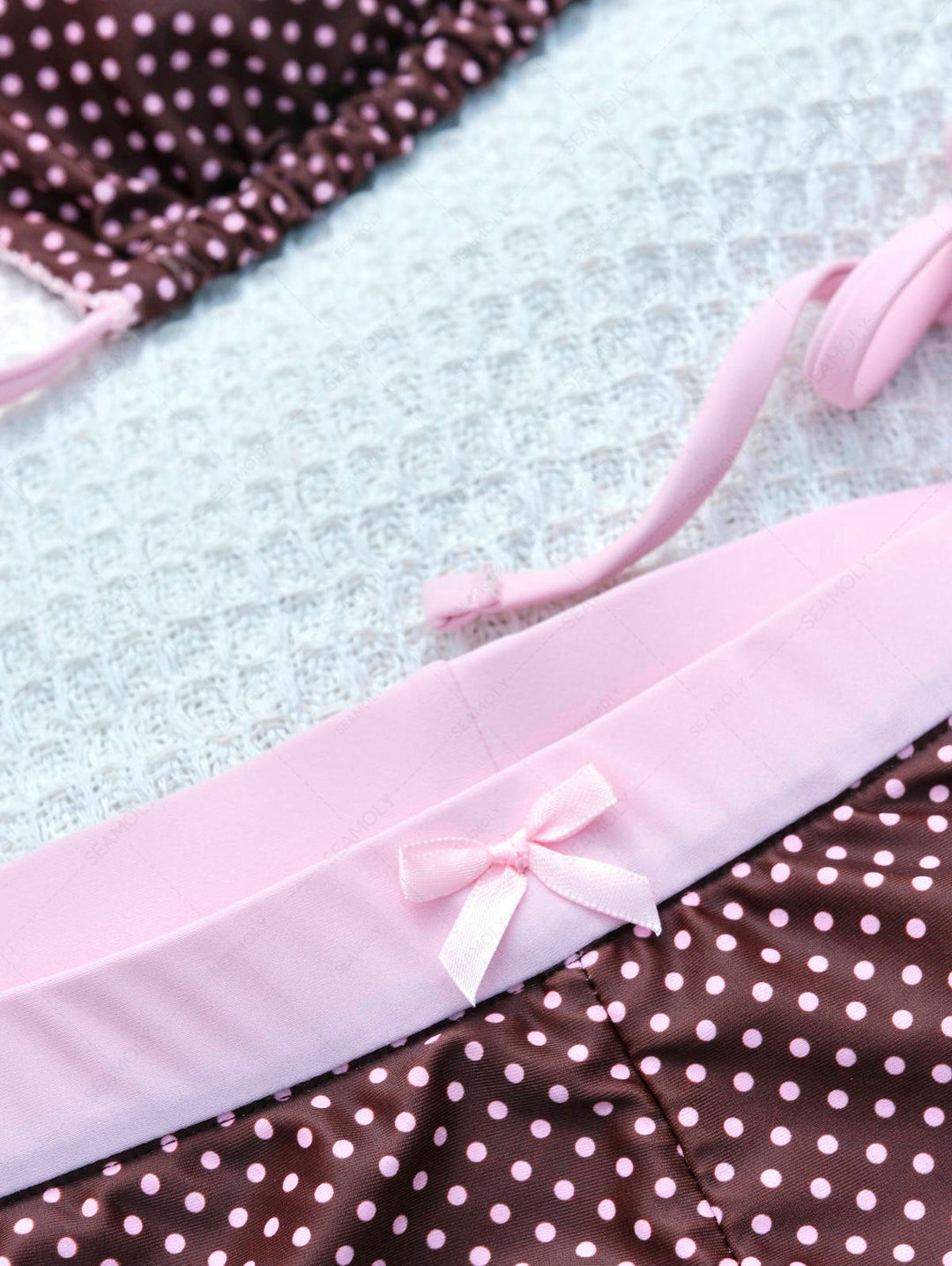 Seamolly Polka Dot Bowknot Bikini Bottom Cheeky Swim Boyshorts