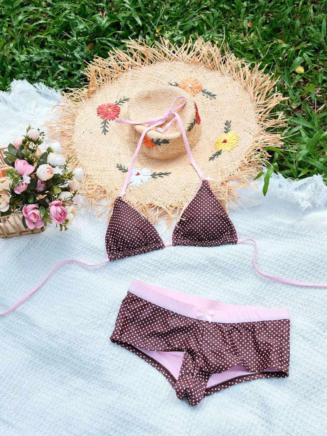 Seamolly Polka Dot Bowknot Bikini Bottom Cheeky Swim Boyshorts