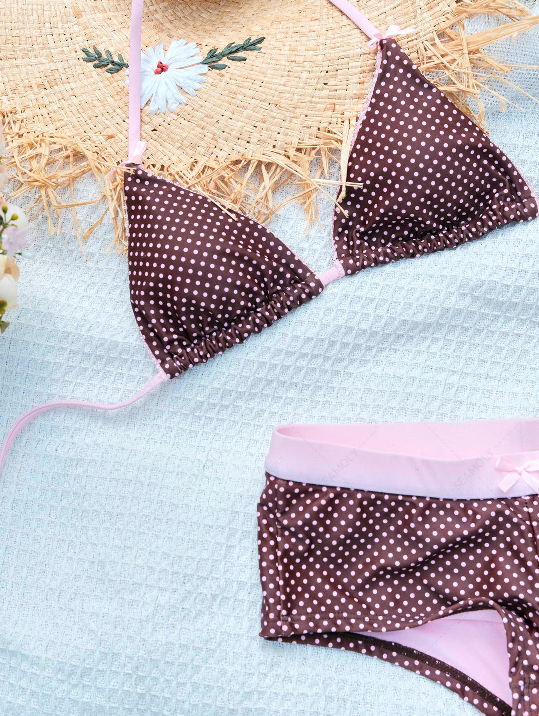 Seamolly Polka Dot Bowknot Bikini Bottom Cheeky Swim Boyshorts