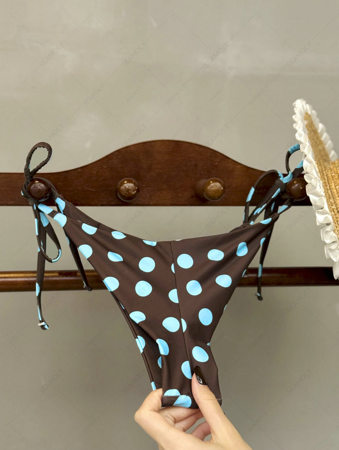 Seamolly Polka Dot Ruched Triangle Top & Cheeky Brazilian Bottom Bikini Set