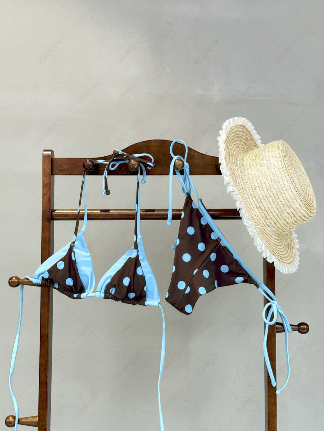 Seamolly Polka Dot Double Layer Top & Cheeky Brazilian Bottom Bikini Set