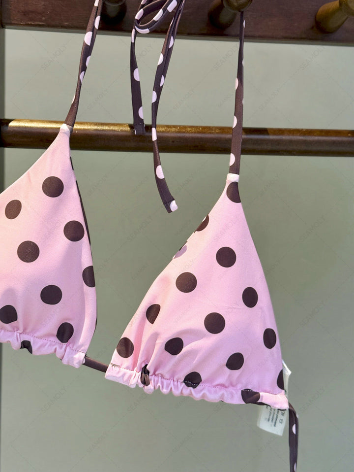 Seamolly Polka Dot Triangle Top & Double Layer Cheeky Boyshorts Reversible Bikini Set