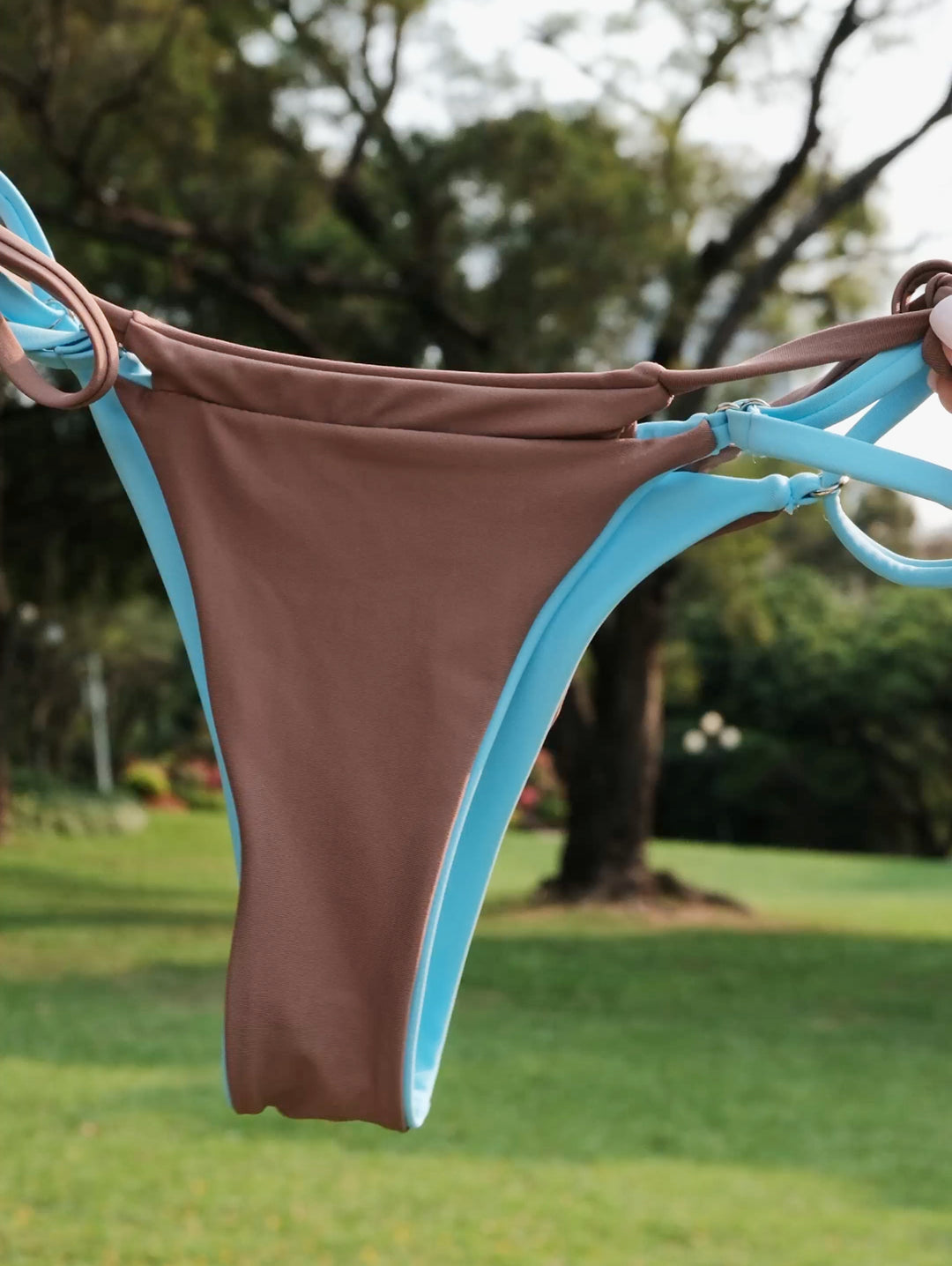 Seamolly Colorblock Two Tone Tie Side Double Layer Bikini Set