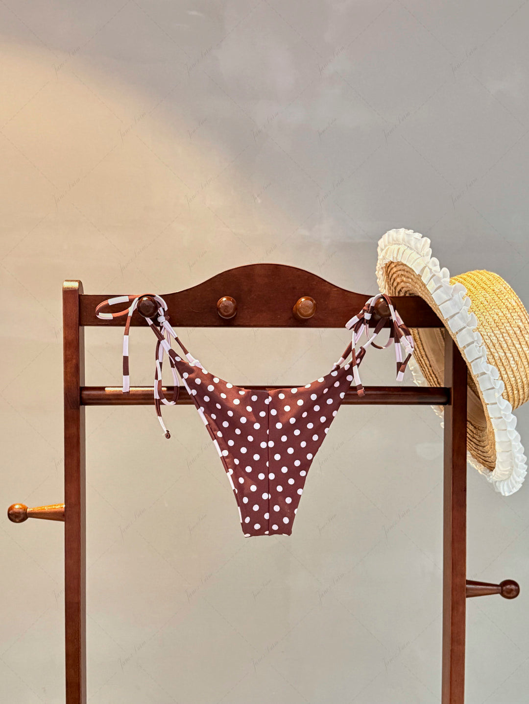 Pink Striped Polka Dot Print Reversible Triangle Top & Cheeky Brazilian Bottom Bikini Set