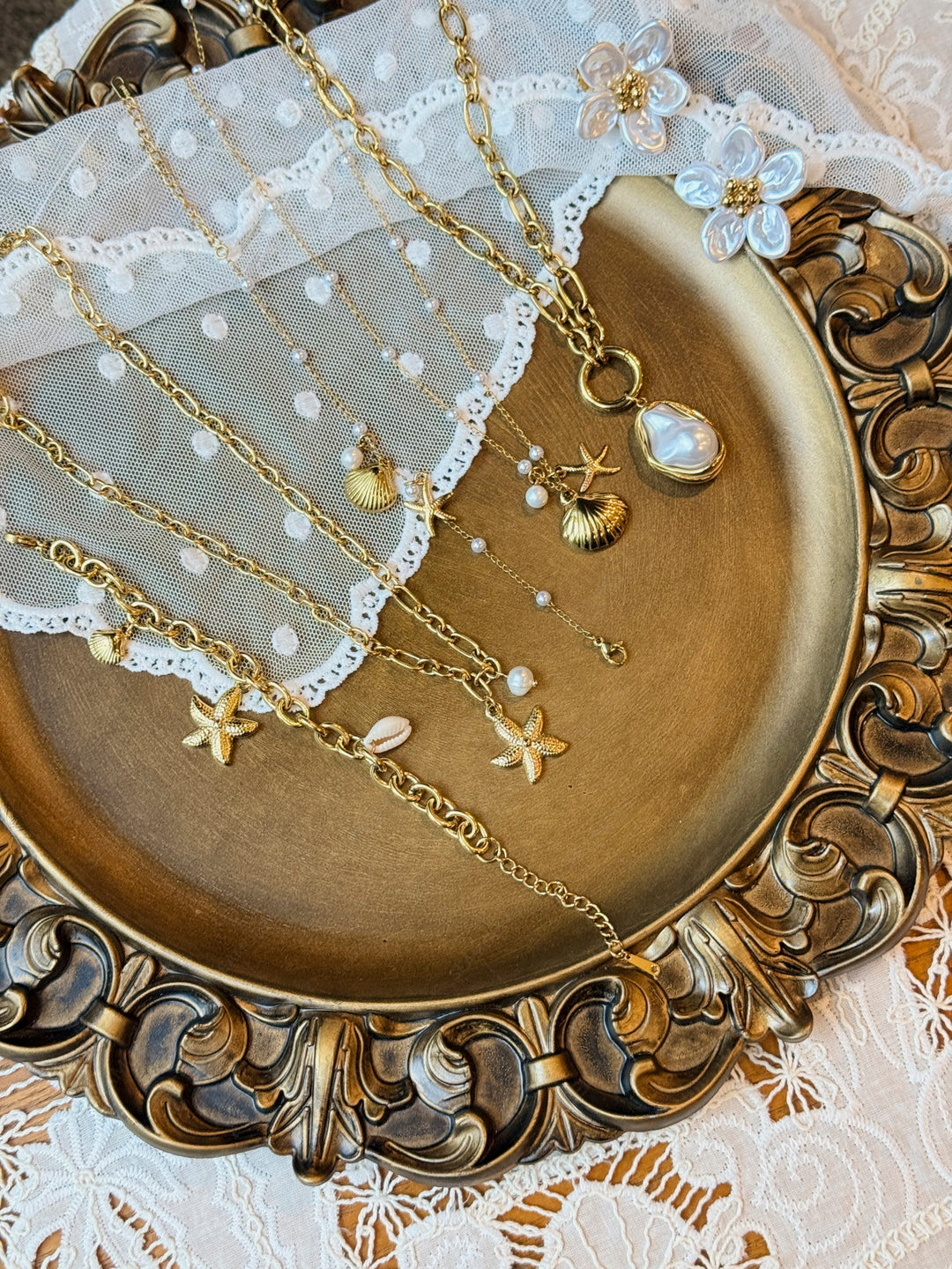 Stainless Steel Faux Pearls Pendant Jewelry