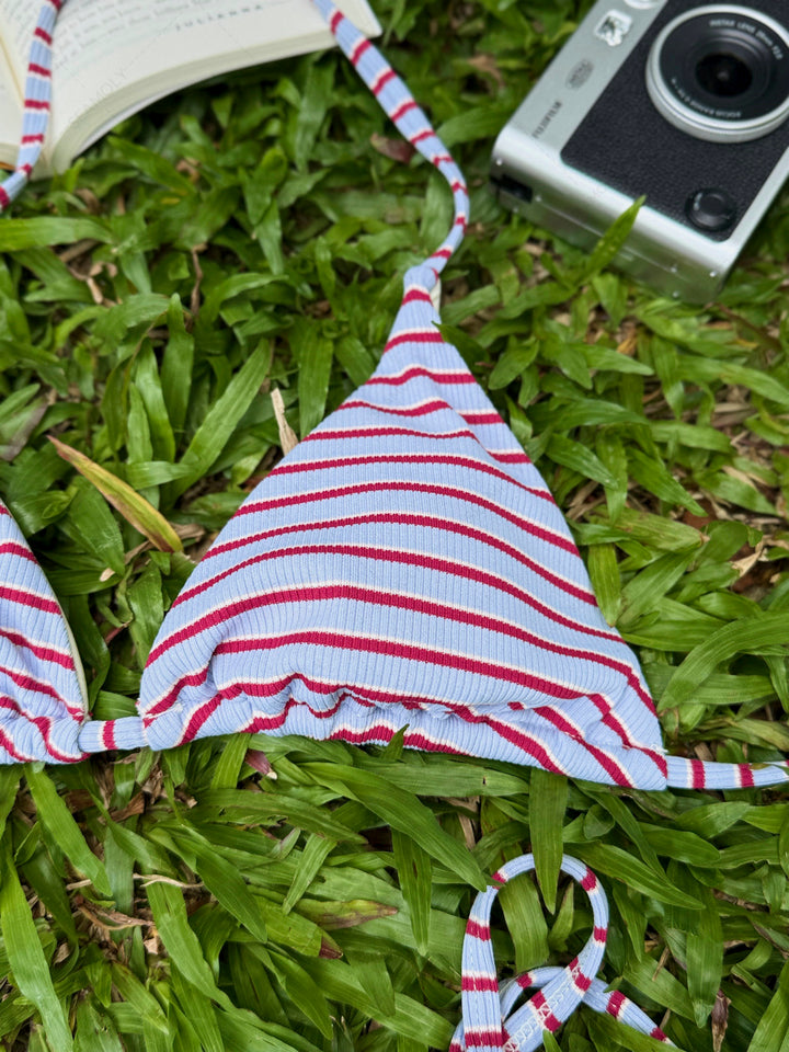 Seamolly Striped Triangle Top & Double Layer Cheeky Boyshorts Bikini Set
