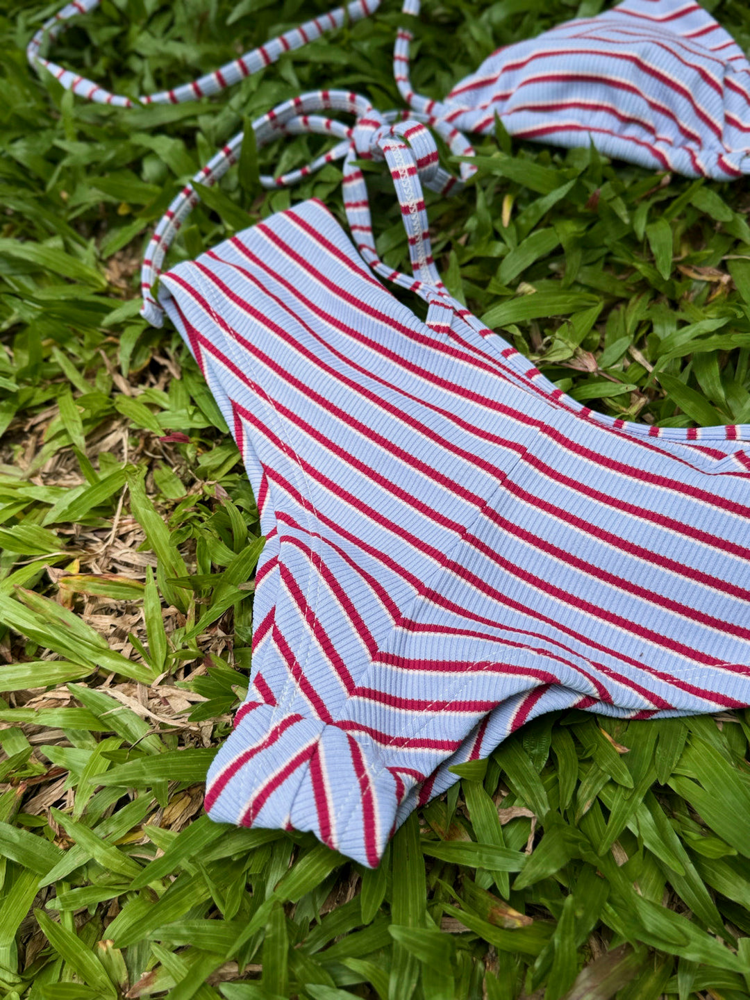 Seamolly Striped Triangle Top & Double Layer Cheeky Boyshorts Bikini Set