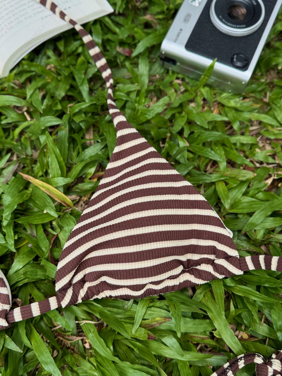 Seamolly Striped Triangle Top & Double Layer Cheeky Boyshorts Bikini Set