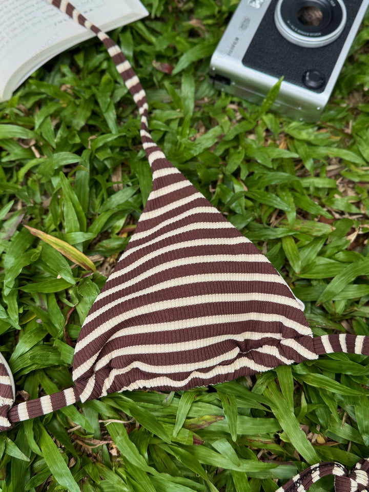 Seamolly Striped Triangle Top & Double Layer Cheeky Boyshorts Bikini Set