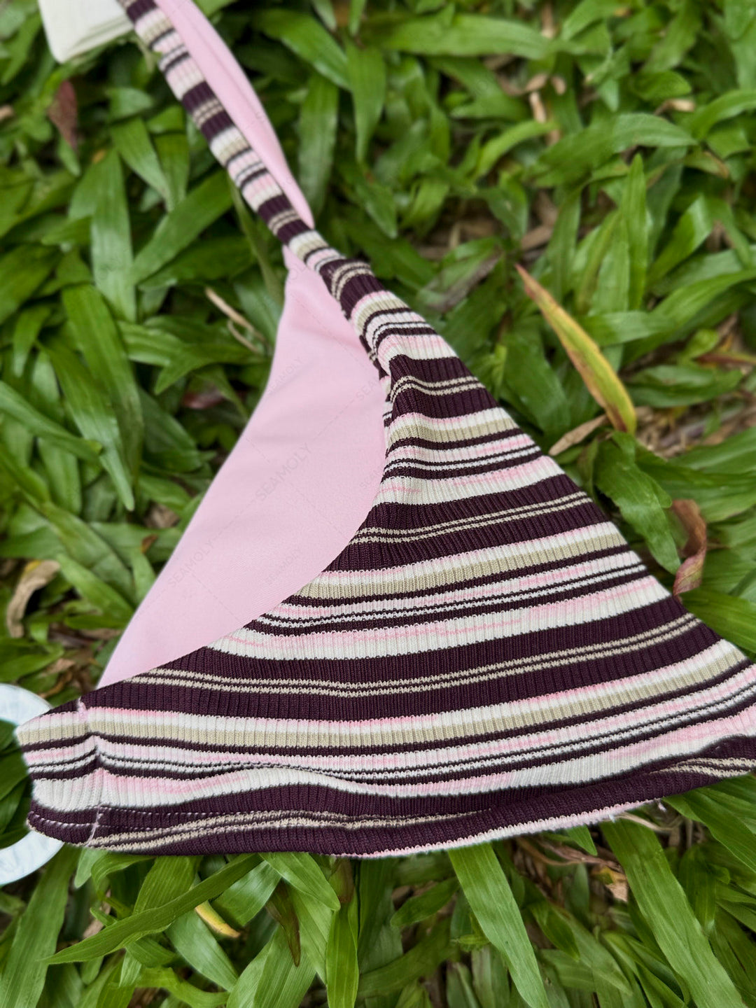 Seamolly Contrast Color Ribbed Striped O Ring Double Layer Bikini Set