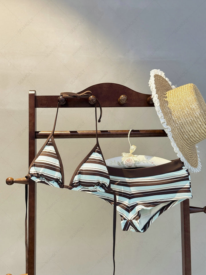 Seamolly Striped Bikini Bottom Cheeky Swim Boyshorts