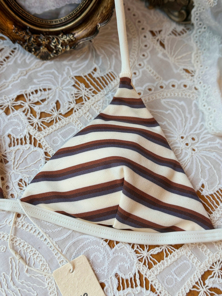 Seamolly Striped Halter Triangle Cheeky Boyshorts Bikini Set