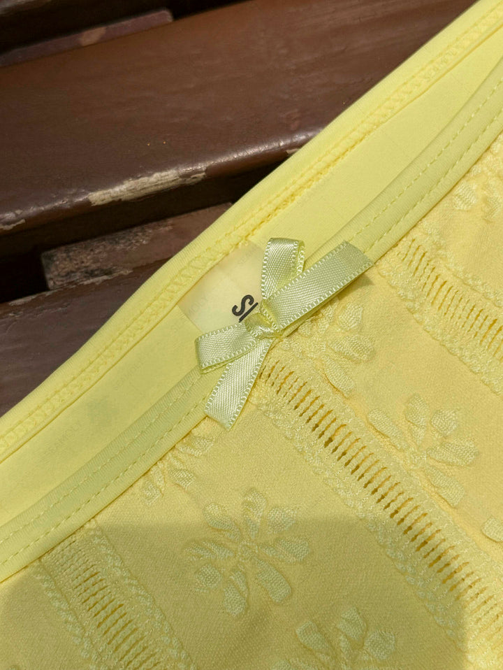 Seamolly Jacquard Bowknot Tank Style Cheeky Boyshorts Bikini Set