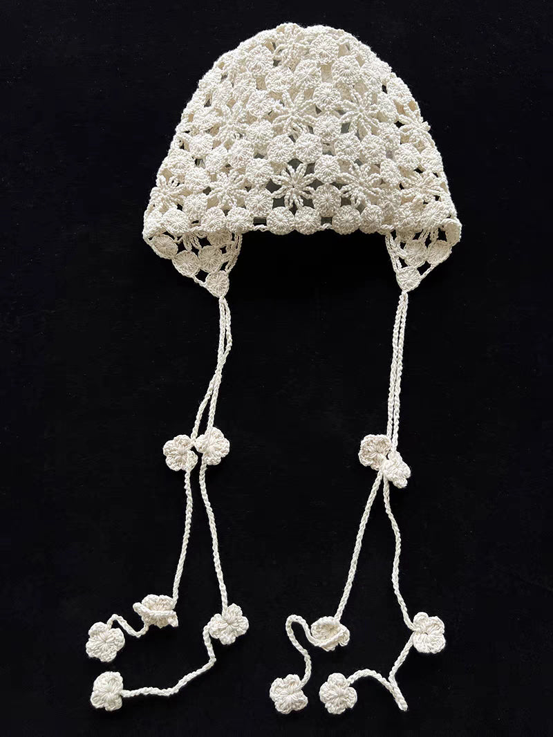 Hollow Out Crochet Knit Tassel Pullover Hat