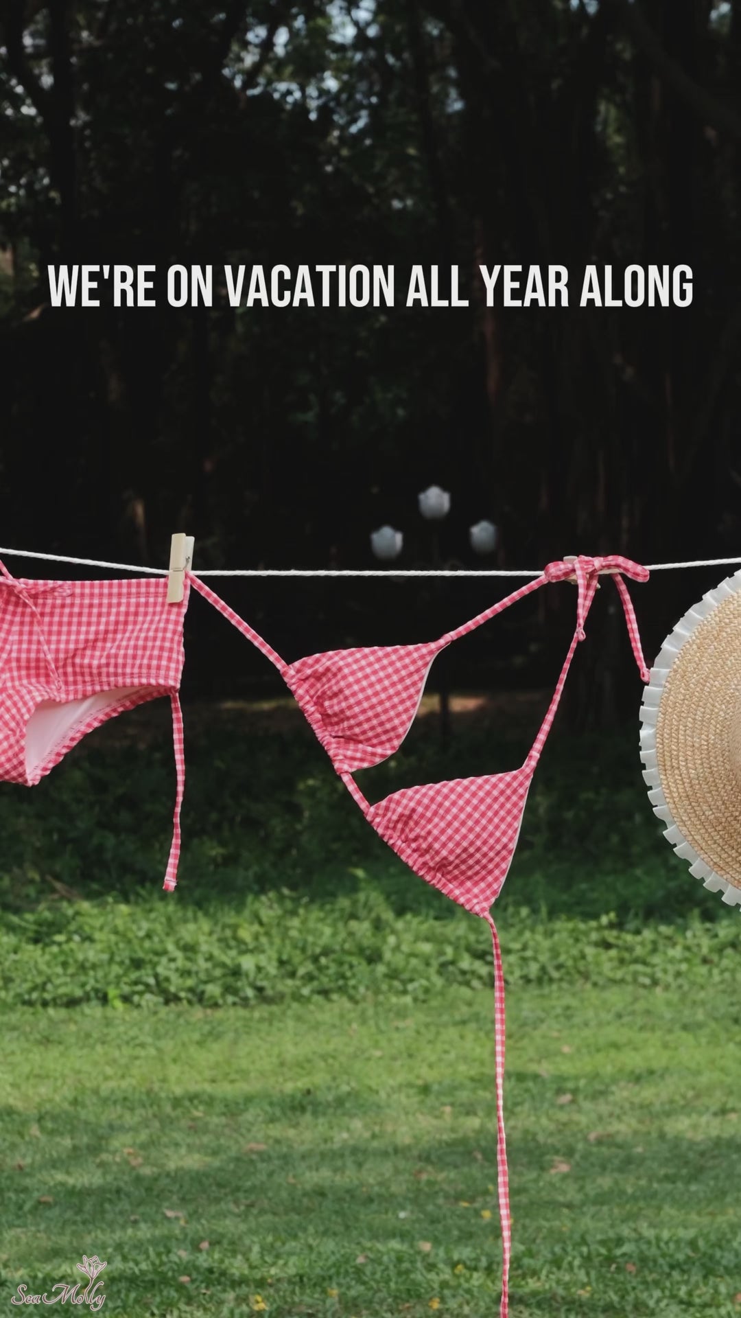 Seamolly Gingham Halter Triangle Boyshorts Bikini Set
