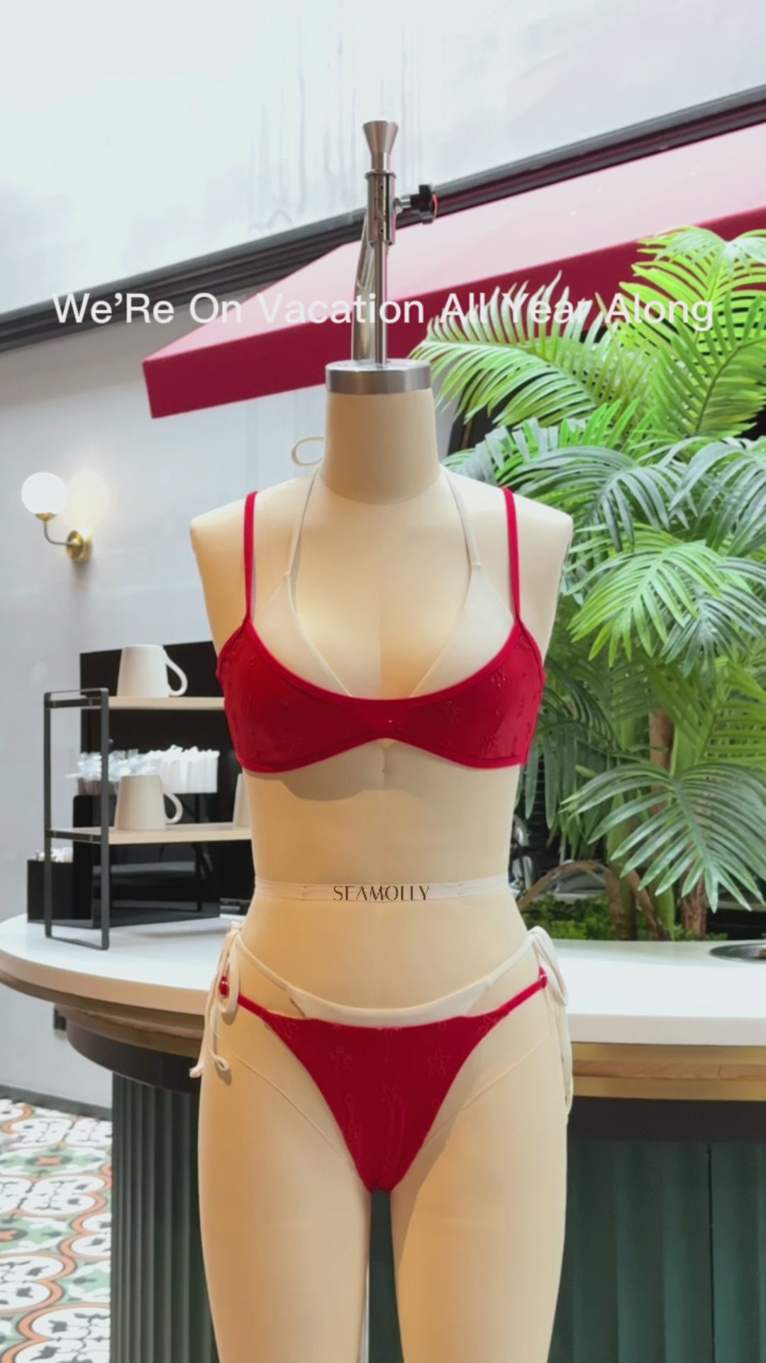 Seamolly Recycled Fabric Jacquard String Double Layer Bikini Set