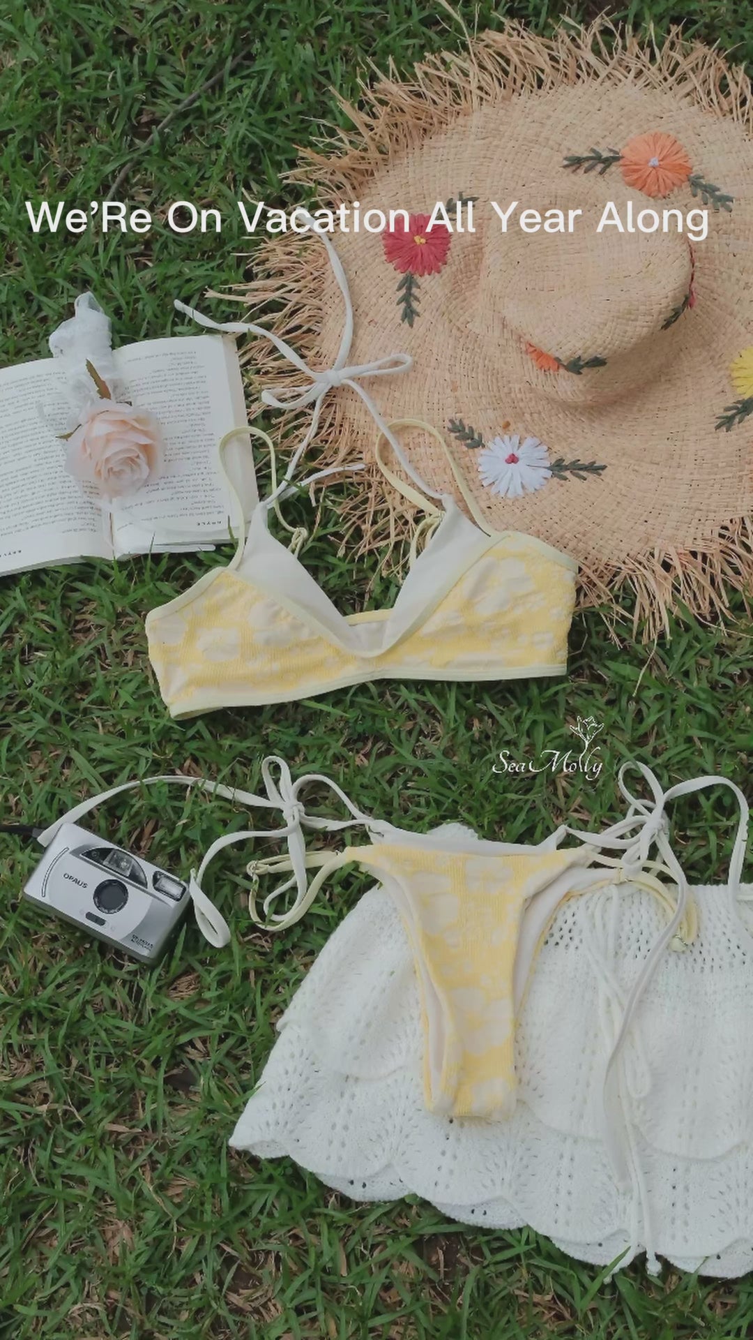 Seamolly Recycled Fabric Jacquard String Double Layer Bikini Set