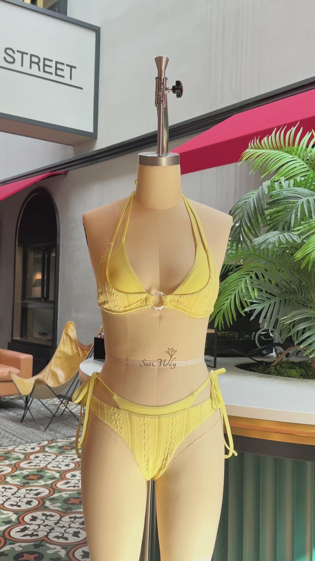 Seamolly Floral Jacquard Textured O Ring Double Layer Bikini Set