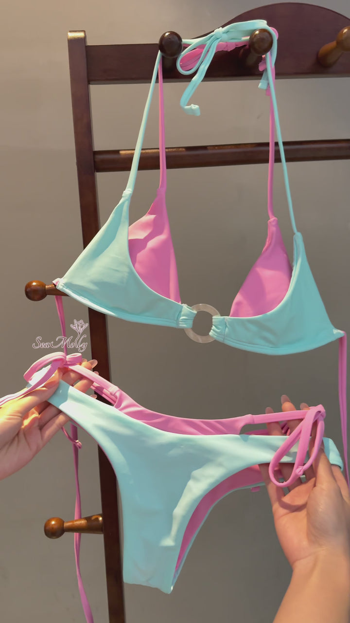 Seamolly Colorblock Two Tone O Ring Double Layer Bikini Set
