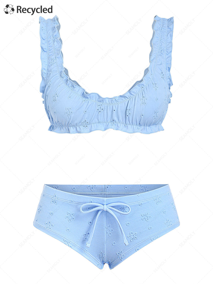 Seamolly Recycled Fabric Jacquard Bralette Cheeky Boyshorts Bikini Set