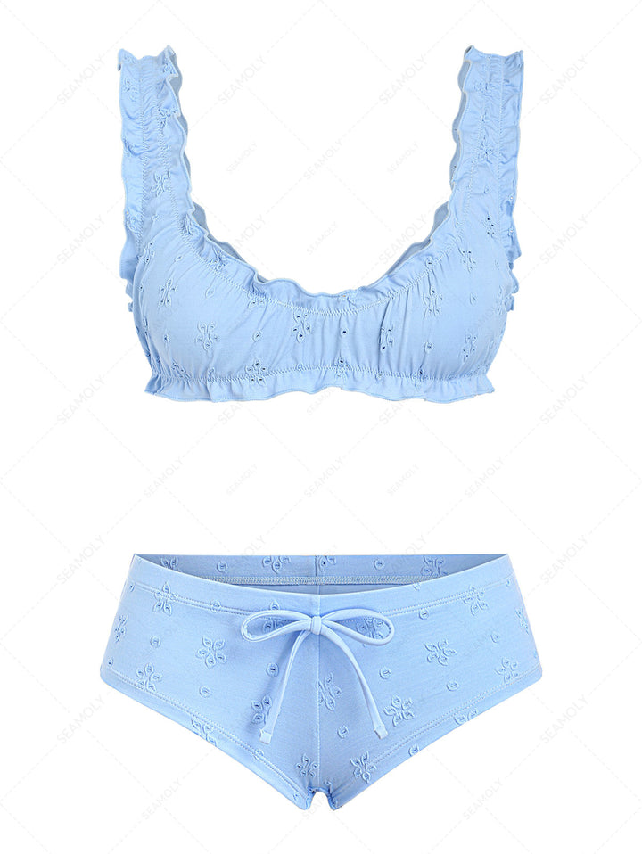 Seamolly Recycled Fabric Jacquard Bralette Cheeky Boyshorts Bikini Set