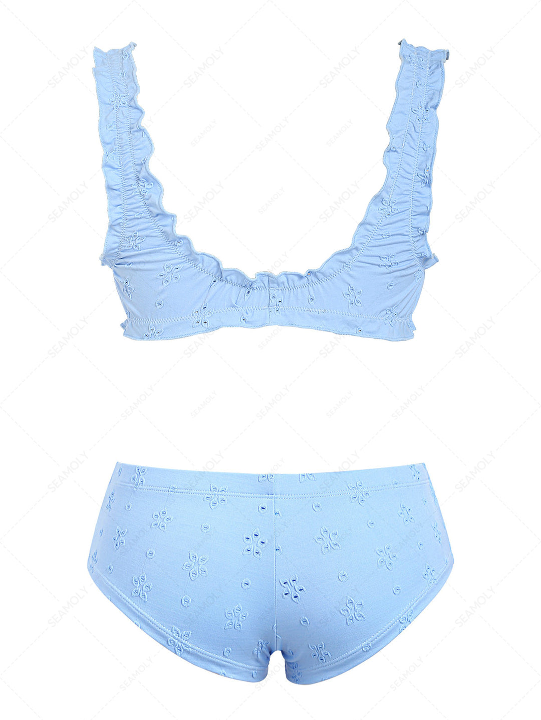 Seamolly Recycled Fabric Jacquard Bralette Cheeky Boyshorts Bikini Set