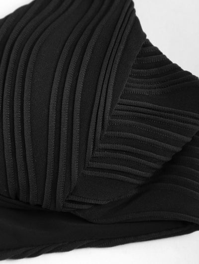 Ribbed Textured Underwire Monowire Tie Side Bikini Set