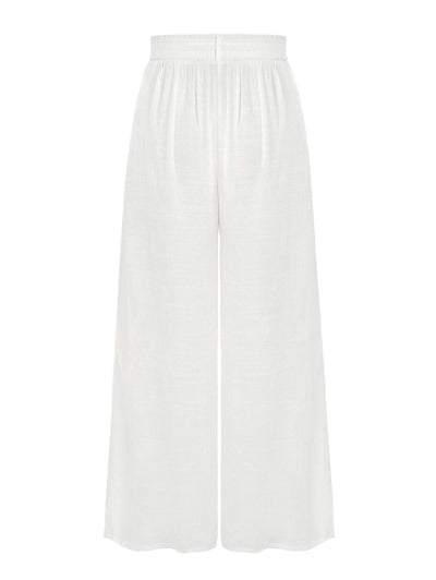 Belted Semi Sheer Wide Leg Cover Up Beach Pants